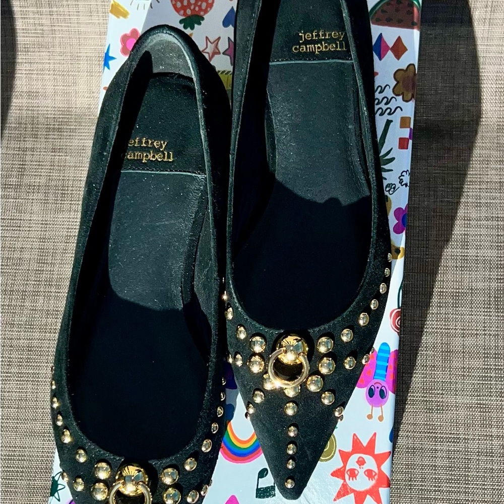 Jeffrey Campbell Elegant Black Embellished Flats - Picture 2 of 8